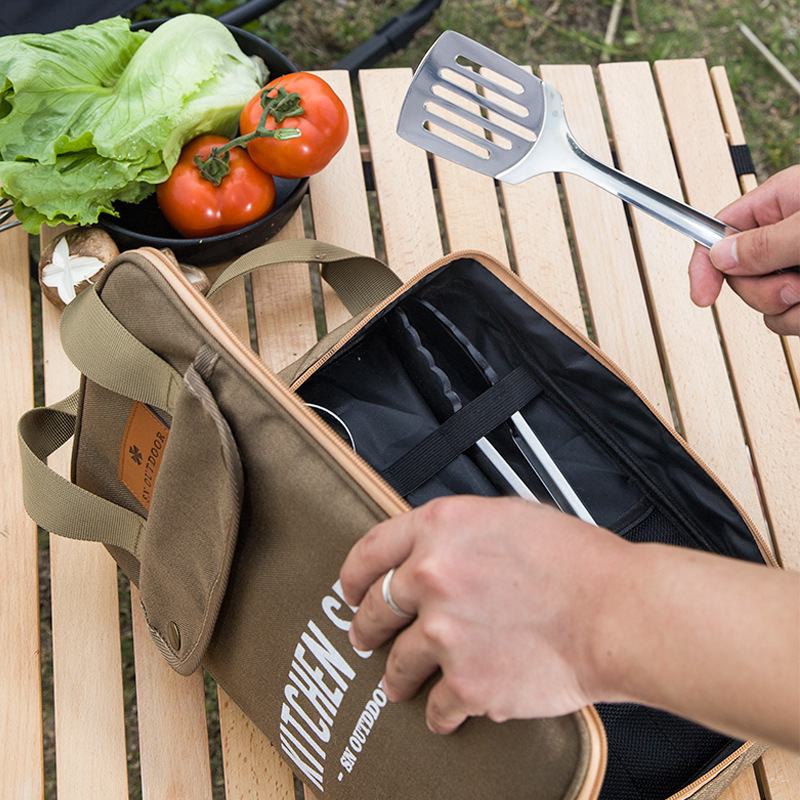 Camping Cooking Rack - 8pcs Camping Kitchen Cookware Set Portable