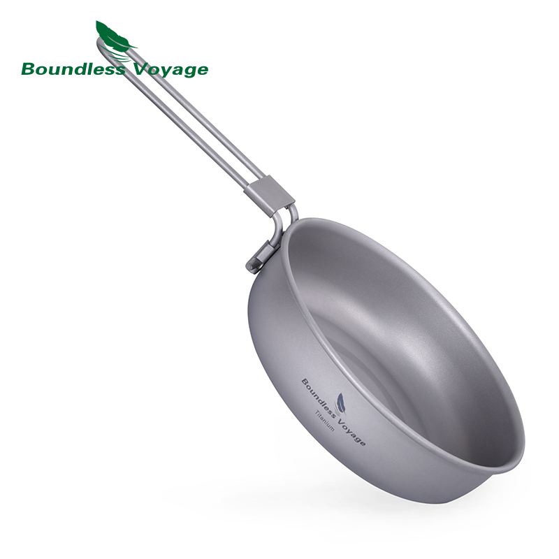 Camping Cooking Ware - Boundless Voyage Ultra-light Titanium Frying Pan