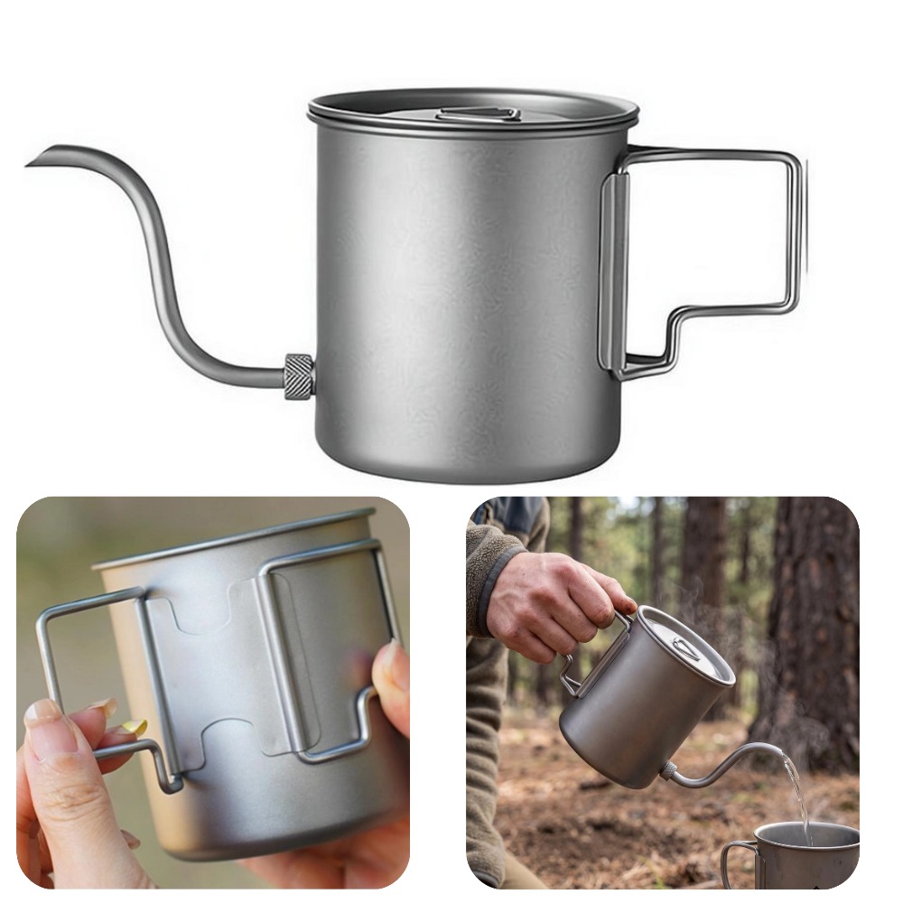 Camping Cooking Can - 420ml Pure Titanium Camping Coffee Pour