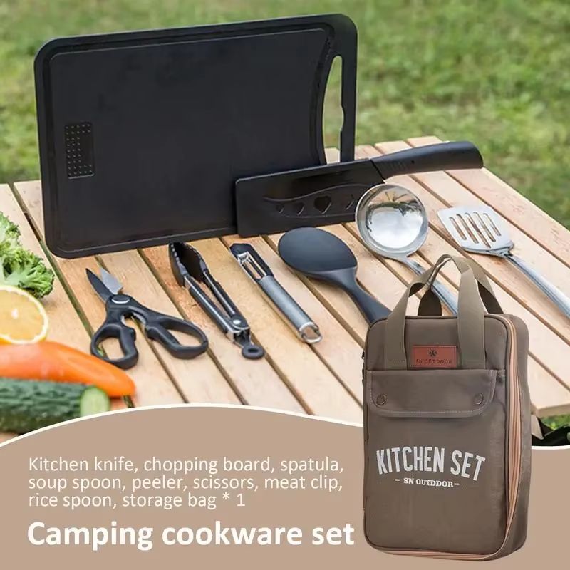 8pcs Camping Kitchen Cookware  - Camping Cooking Rack review and price