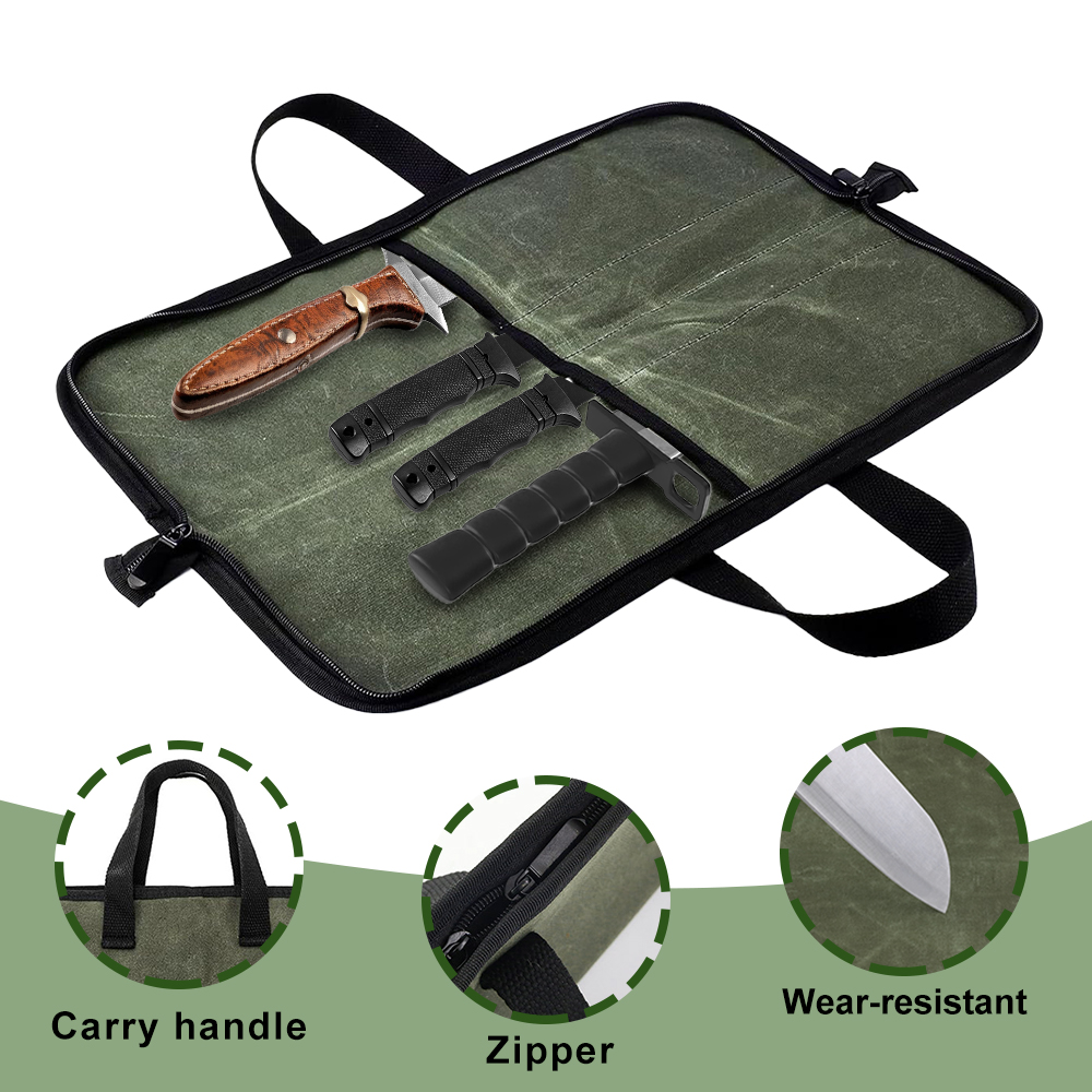 Waxed Canvas Knife Roll Bag Mu - Camping Cooking Rack review and price